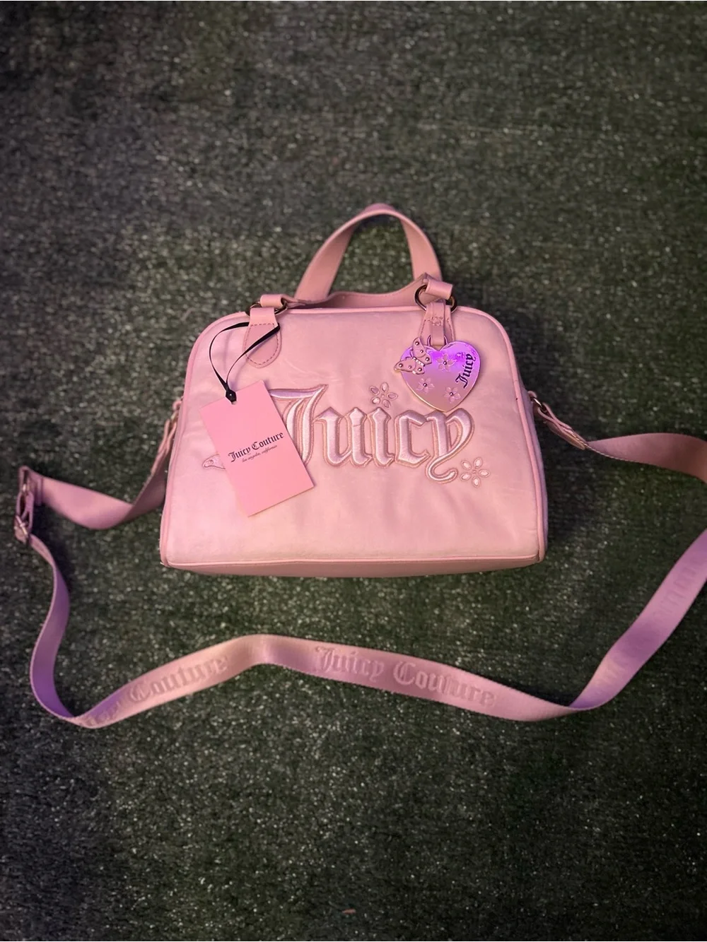 Y2K Juicy Couture Pink Logo Satchel Bag with Detachable Strap